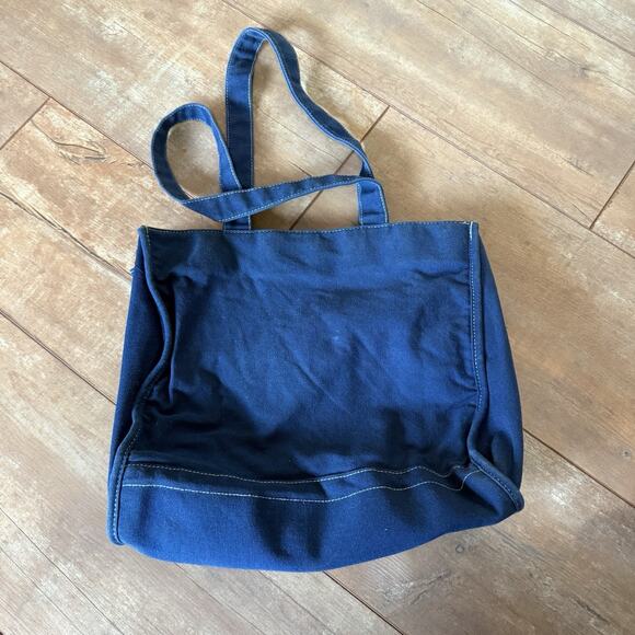 Disney Tinker Bell Tote Bag Blue Canvas Sequins Fairy Stars Castle Print Purse - Picture 3 of 7